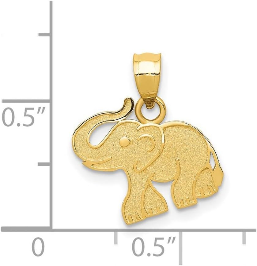 JewelryWeb 14k Yellow Gold Solid Satin Elephant Charm 16x8mm Wide Pendant Necklace for Women - Image 2