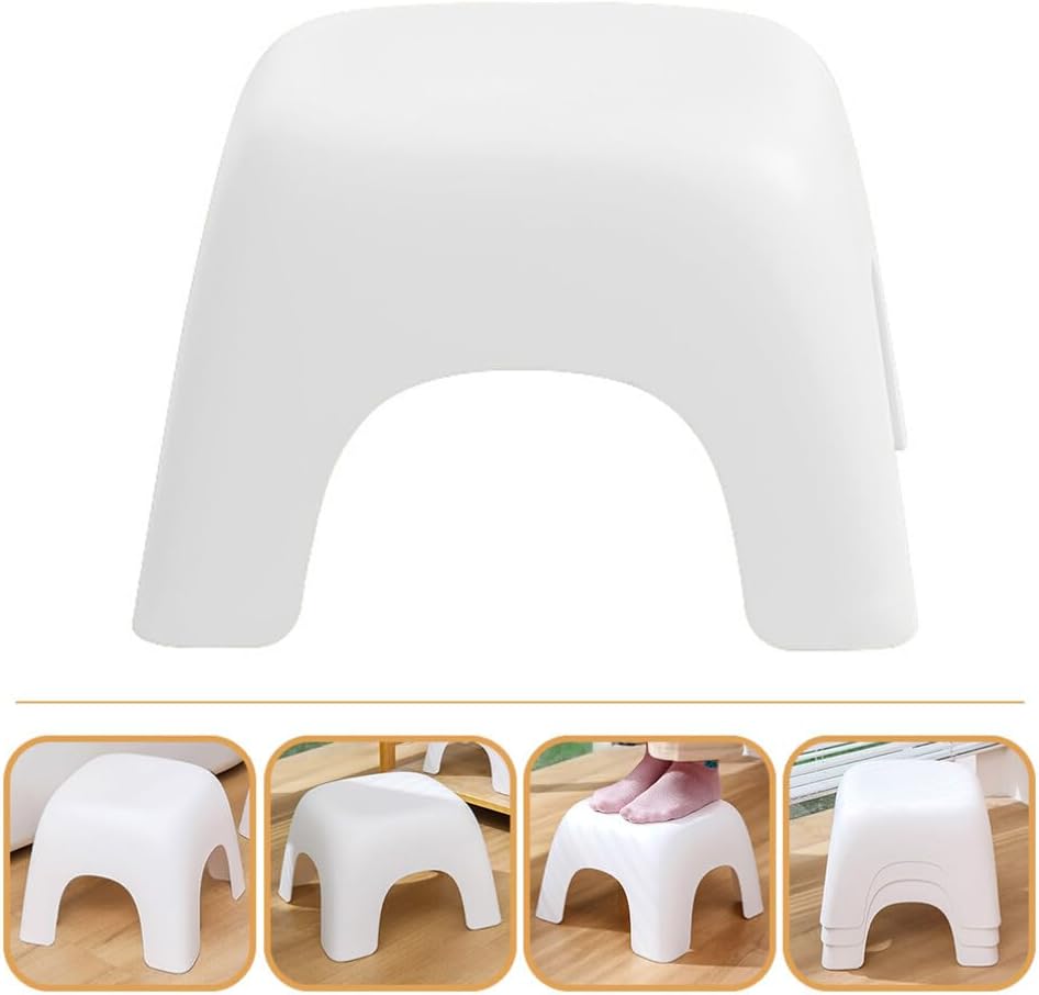 Kids Plastic Stool with Handle Non-Slip Stackable Footstool 9.92X9.92X6.29 Inch Lightweight Child Step Stool for Bathroom Bedroom Living Room Shoe Changing