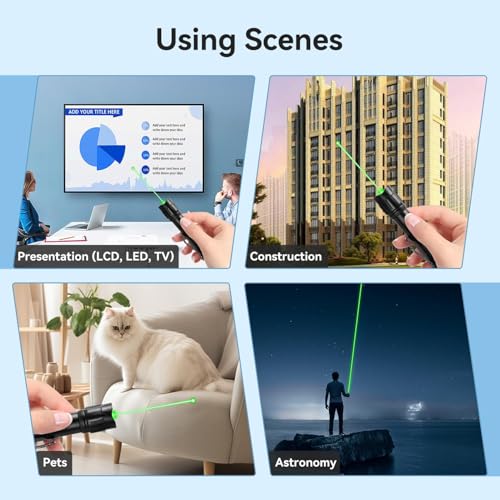 [4 Packs] Rechargeable Green Laser Pointer High Power Green Beam Light Long Distance Range for TV/LED/LCD Screens Tactical Flashlights Presentation Office/Outdoors [003] - Thumbnail 5