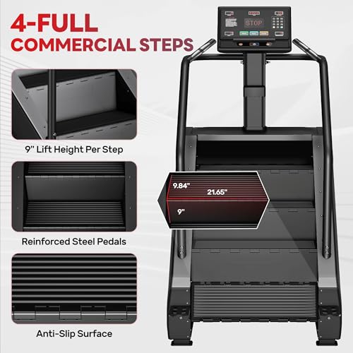 Image of T1 Stair Stepper Machine, 550Lbs Commercial Grade Stair Climber for Home with 15 Resistance Level and LED Screen, Stepmill Exercise Machine for Full Body Workouts, 24-164 Steps /Min