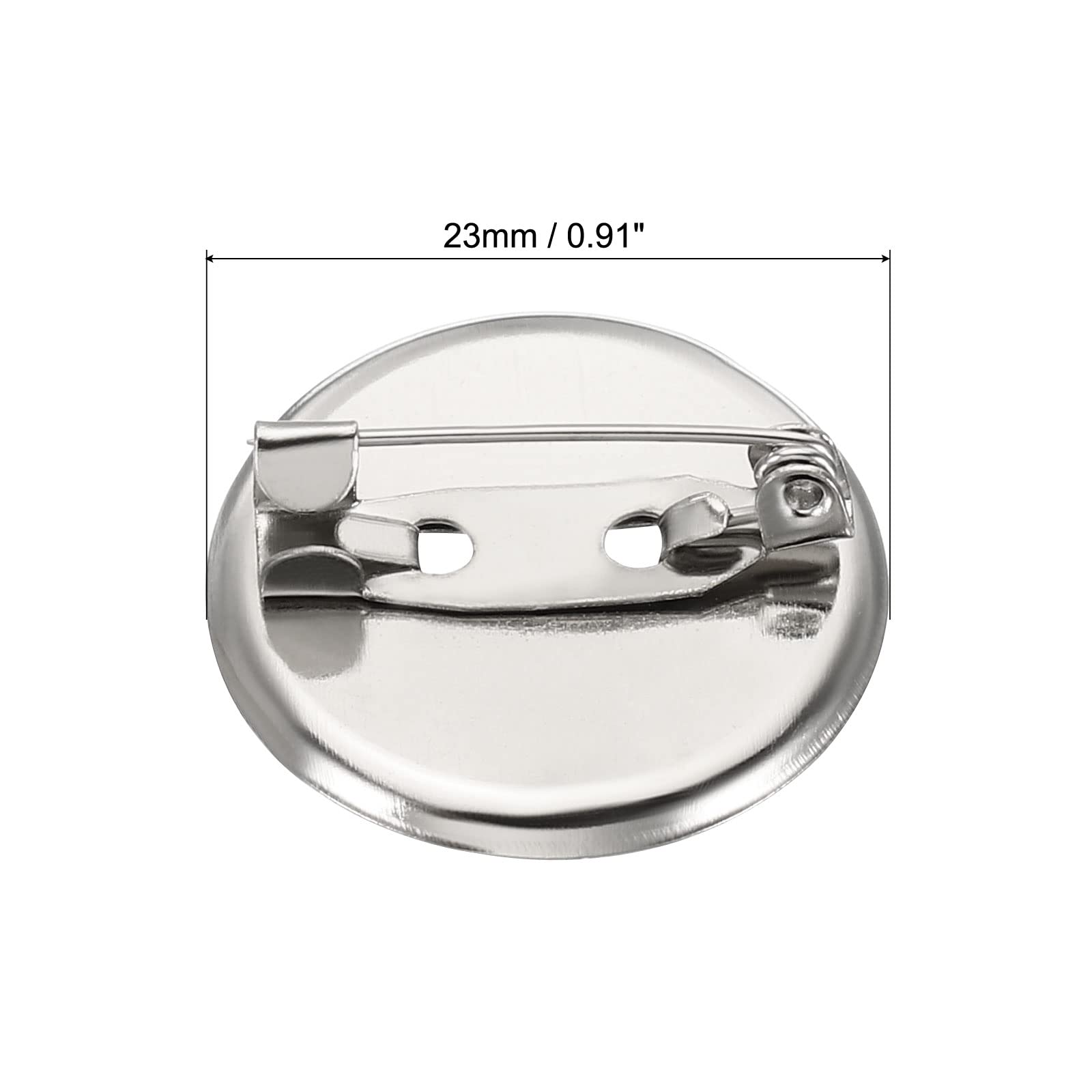 MECCANIXITY 100Pcs Brooch Clasp Pins Disc Base 23mm Blank Trays for ID Badges Name Cards Tags DIY Craft, Silver Tone