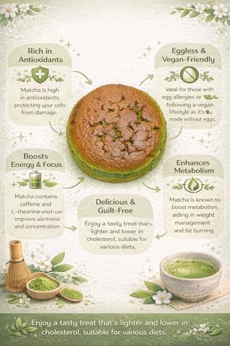 Image of MOM'S BAKERY Matcha Cake 250g | Soft & Moist Green Tea Sponge Cake | Freshly Baked Bakery Style Dessert | Rich Flavor Eggless | Soft & Moist Tea Cake | Made with Premium T45 Flour | Home Baked | No Egg, Vegetarian | Perfect for Tea Time & Snacking