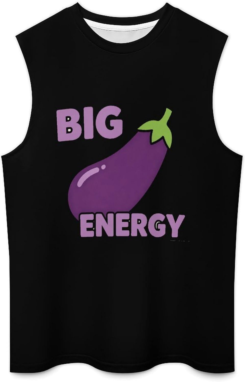 Big Energy Eggplant Men Summer Sleeveless Crew Neck Top 5XL