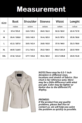 Giolshon Faux Leather Short Jacket Women Motorcycle Biker Casual Coat For Spring Fall And Winter 53 Beige M #TOP5