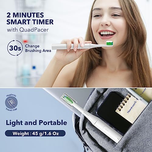 Image of Arisson Sonic Electric Toothbrush for Adults and Kids with 4 Brush Heads, Type C Fast Charging, 40,000 VPM, 3 Mode with 2 Minutes Smart Timer, 1.6 Oz-Snow White