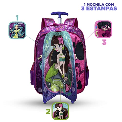 Mochila Infantil Rodinha Feminina Escolar Menina Resistente (Rosa CL)