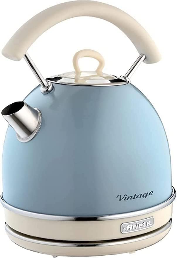 Ariete 2877 Vintage Electric Kettle 1.7L – Stainless Steel, Fast Boil Water Kettle for Tea & Herbal Tea, 2000W, BPA-Free, Retro Design, Auto Shut-Off - Light Blue