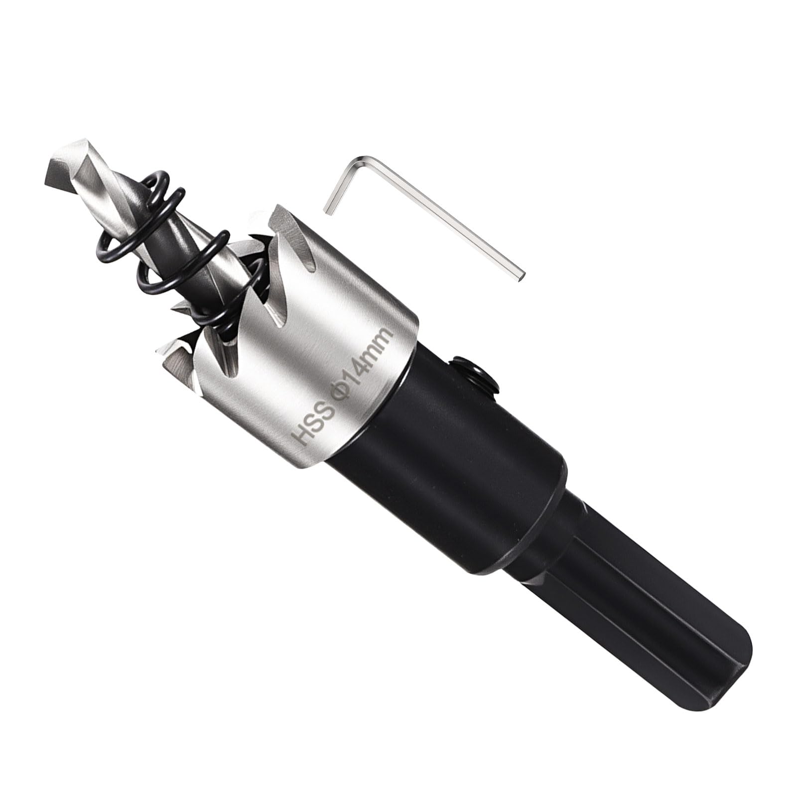 METALLIXITY Hole Saw 14mm (9/16"), 4241 High Speed Steel Hole Cutter with Center Drill Bit, Hex Key and Spring