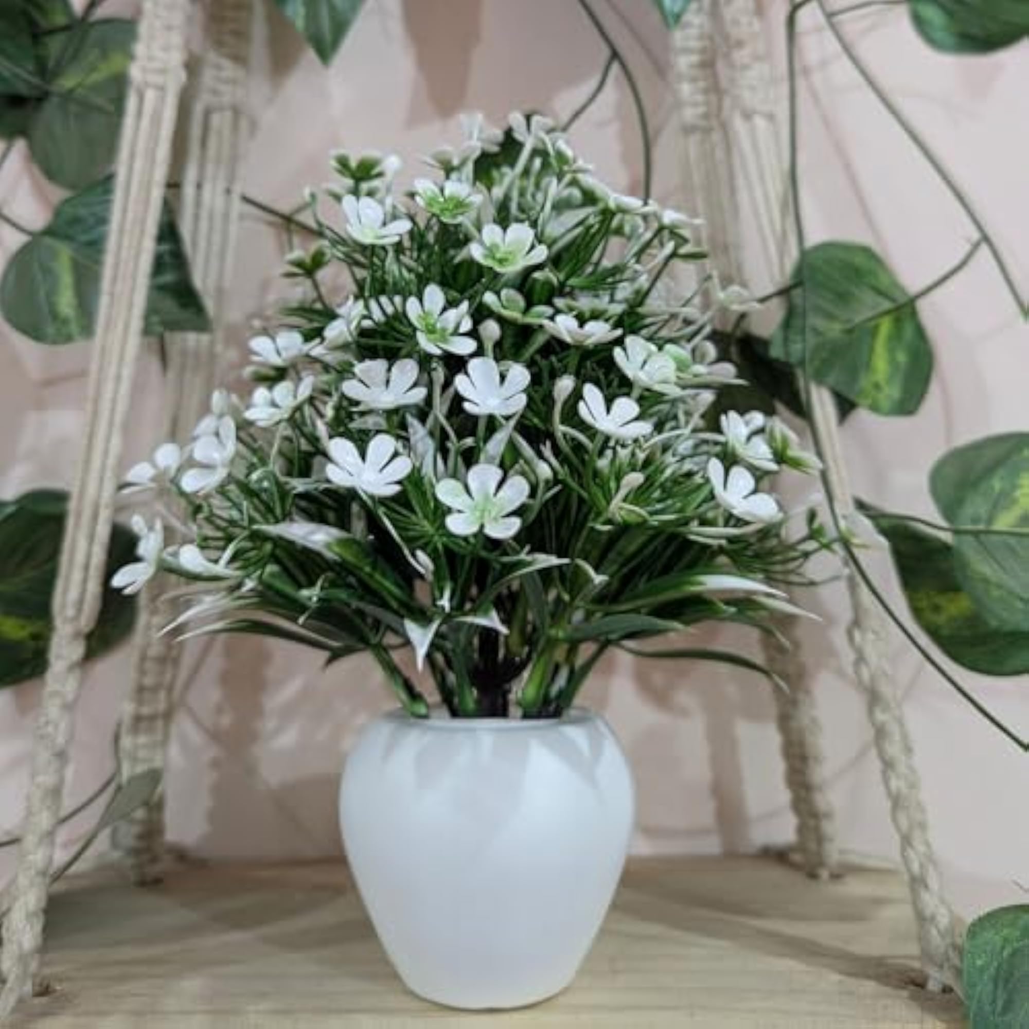 Mogra Scented Artificial Plants with Pot, Set of 2