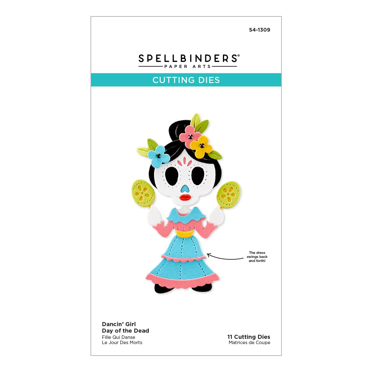 Spellbinders Dancin' Day of The Dead Girl Etched Dies from The Dancin' Halloween Collection