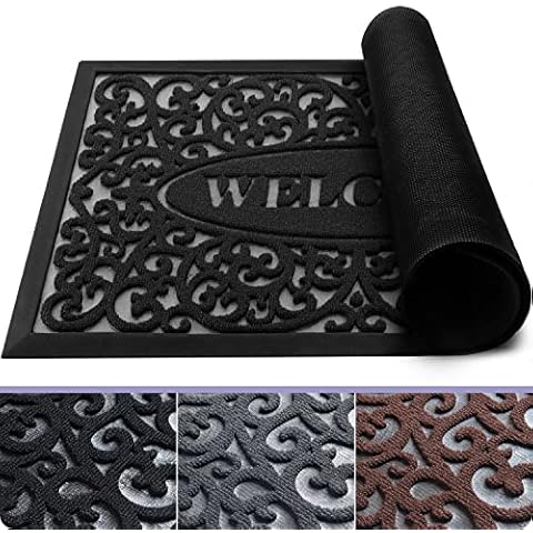 ubdyo Welcome Mat Outdoor - Non-Slip Absorbent Outdoor Mat - Low Profile Door Mat Outside Entrance - Rubber Outdoor Mats for Front Door - Outdoor Doormats for Outdoor Entrance Home (30” x 17”, Black) Cover