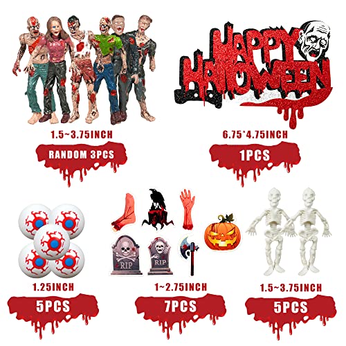 Halloween Cake Toppers Supplies Zombie Cake Decorations With Skeletons Tombstones Handprint Cupcake Toppers For Halloween Party Zombie Theme Party (Halloween) #TOP1