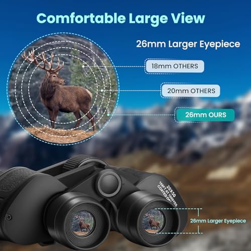 20x50 High Powered Binoculars for Adults, Waterproof Compact Binoculars with Low Light Vision Easy Focus for Bird Watching Hunting Travel Stargazing Cruise with Carrying Bag - View 6