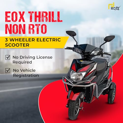 Image of EOX Thrill 3W Electric Scooter for Adults | 3 Wheeler Electric Scooter for Senior Citizens & Differently Abled | Low Speed Non-RTO Scooter with 60-80Km Range | 60V Lithium Battery & Charger