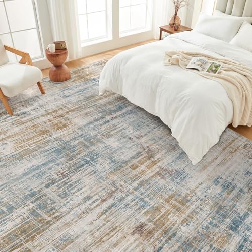 Tapete decorativo UERMEI 9x12 pies rectangular azul marrón miniatura 2