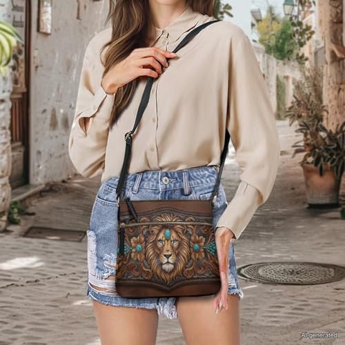 Image of Leather Women Crossbody Hobo Bag Satchel Purse Handbag with Adjustable Shoulder Strap and Zipper Pockets