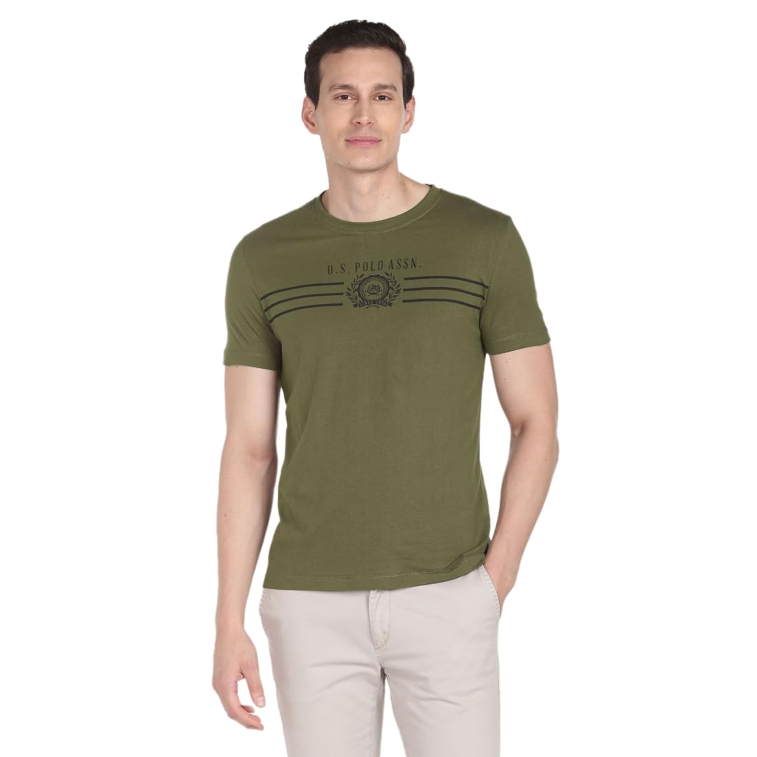 U.S. POLO ASSN. Men's Cotton Regular Fit Crew Neck Brand Print T-Shirt