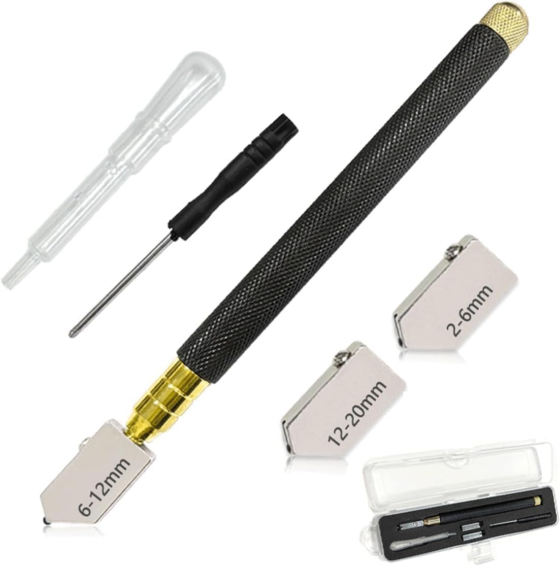 5Pcs Glass Cutter Kit, 2mm-20mm Glass Bottle Cutter Pen for DIY Crafts, Cutting Tiles, Mosaic, Bottles, Mirrors