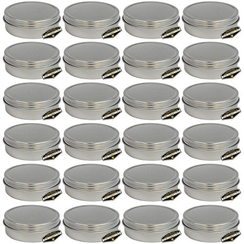 Screw Top Round Steel Tin Cans (2 oz) - 24 Pack by Mighty Gadget