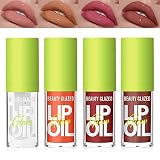 NICEFACE 4 Colors Moisturizing Hydrating Lip Oil Glow Set, Shiny Transparent Lip Gloss Plumping, Lon