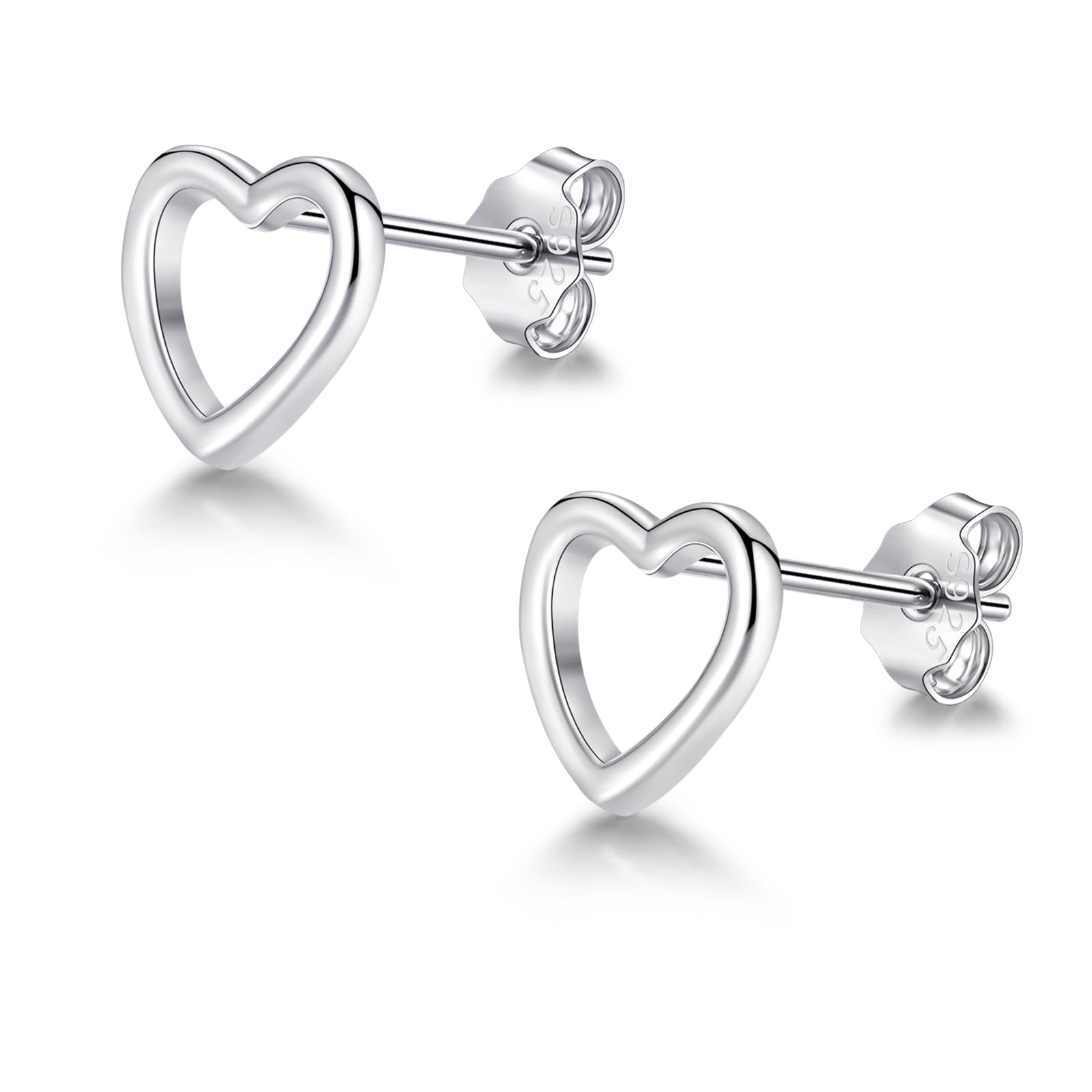 Josfeva 925 Sterling Silber Ohrstecker, Herz Stern Kreuz Ohrstecker für Damen Mädchen, Hypoallergen Knorpel Ohrring Stecker, 925 Silber Flach Einfach Ohr Stecker, Klein Ohrringe Schmuck in Geschenkbox