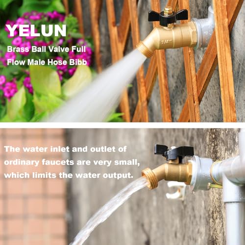 Full Flow Male outdoor-faucets Hose Bibb 3/4" Male NPT inlet Connection with 3/4" GHT water hose outlet Heavy-Brass Faucet for gardens and patios (Butterfly Handle) - Image 4