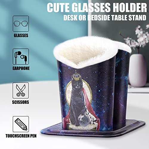 Image of bvya Double Eyeglasses Holder Plush Lined Stand Glasses Protective Holder