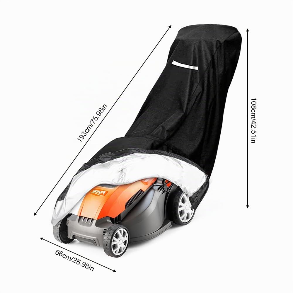 Housse de Protection Universelle pour Tondeuse à Gazon, Housse Tondeuse en polyester Oxford 210D, Imperméable, Résistante aux UV, Tondeuse à Gazon Bâche de Protection (193 x 108 x 66 cm)