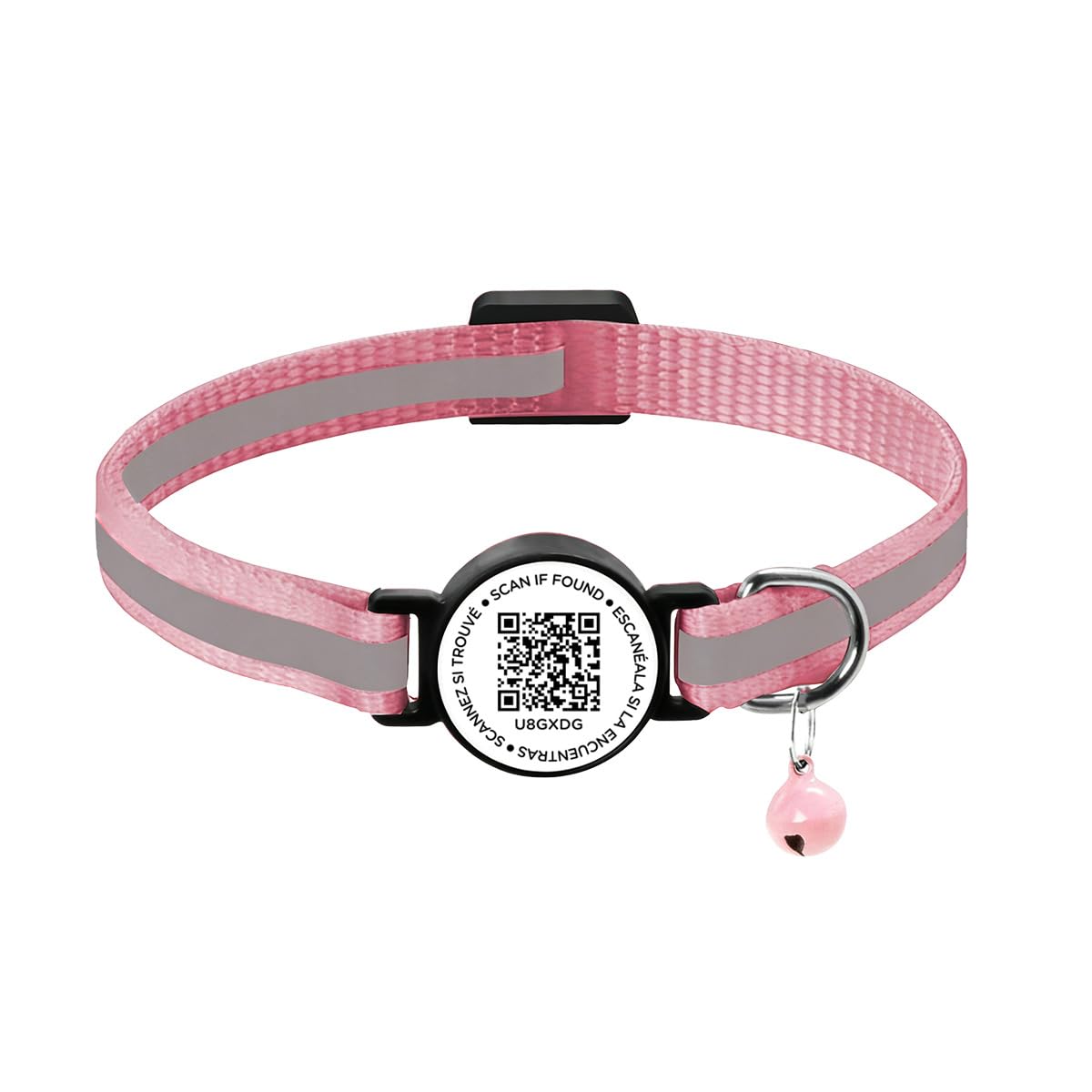 Waterproof Reflective AirTag Pet Collar, Adjustable Anti-Lost GPS Tracking Collar with QR Code Registration, Compatible with Apple AirTag, for Cats & Small Dogs (Pink) — image 1