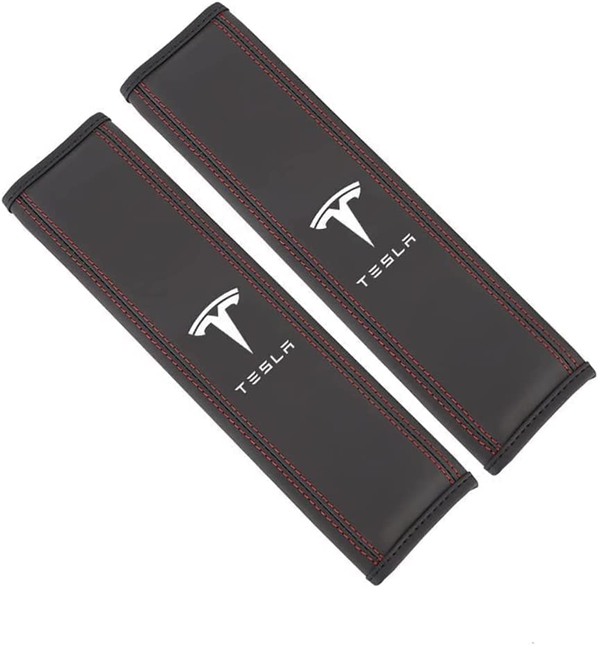 LAYSSA 2 Pack Car Seat Belt Pads for Tesla Model 3/S/X/Y, Seat Belt Padding Cover Set, Comfort Shoulder Strap Pads Cushions Protective Sleeves Auto Accessories,A