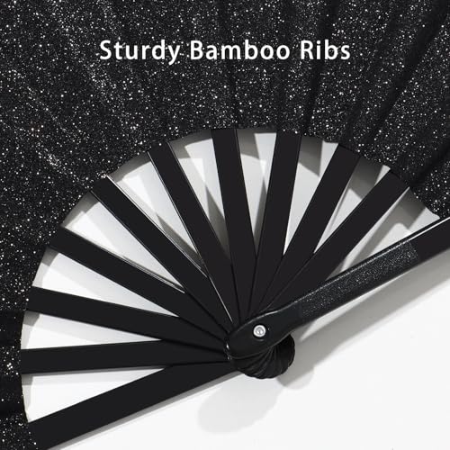 Dremisland 2 Pack Glitter Folding Hand Fans Black Large Popping Fans by Dremisland - Used condition - Image 5