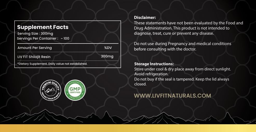 Miniatura 6 de Liv Fit Shilajit Resina  1.06 oz  Shilajit del Himalaya 100% puro para hombres y mujeres  Energía natural, resistencia y potenciador de vitalidad