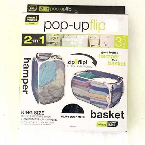 Smart Works 2-in-1 Pop-up Zip and Flip Hamper and Basket