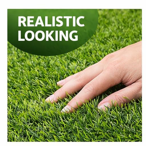 Image of 25 MM High Density Artificial Grass Bathmat Carpet Mat for Balcony Multipurpose Entryway Floor Doormat for Lawn Garden Terrace & Office (37 X 57 Cm, Green Pack of 2)