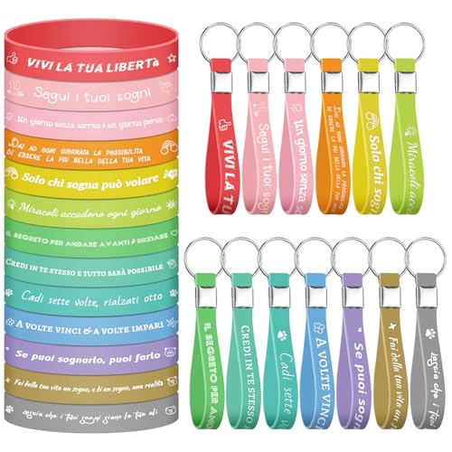 BORISCA Braccialetti Motivazionali in Gomma y Portachiavi Motivazionali Bracciale Silicone