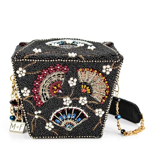 Mary Frances Fanfare Beaded Handbag Takeout Container Novelty Evening Purse Statement Bag, Black