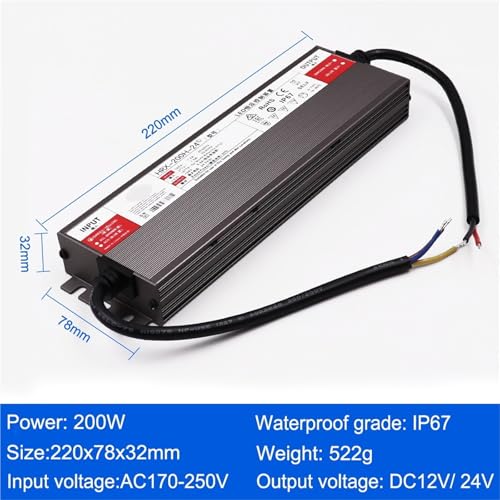 Transformateur LED AC DC 12V 200W étanche IP67 alimentation outdoor