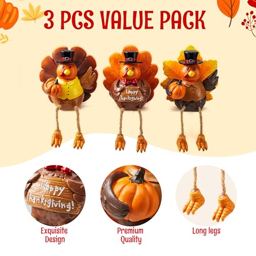 JOYIN 3 PCS Thanksgiving Turkey Tabletop Centerpiece Decor, Resin Turkey Figurines,Thanksgiving Decoration, Autumn Decor,Thanksgiving Fall Harvest Home Decorations,Indoor Kitchen Decor, Party Supplies - Image 4