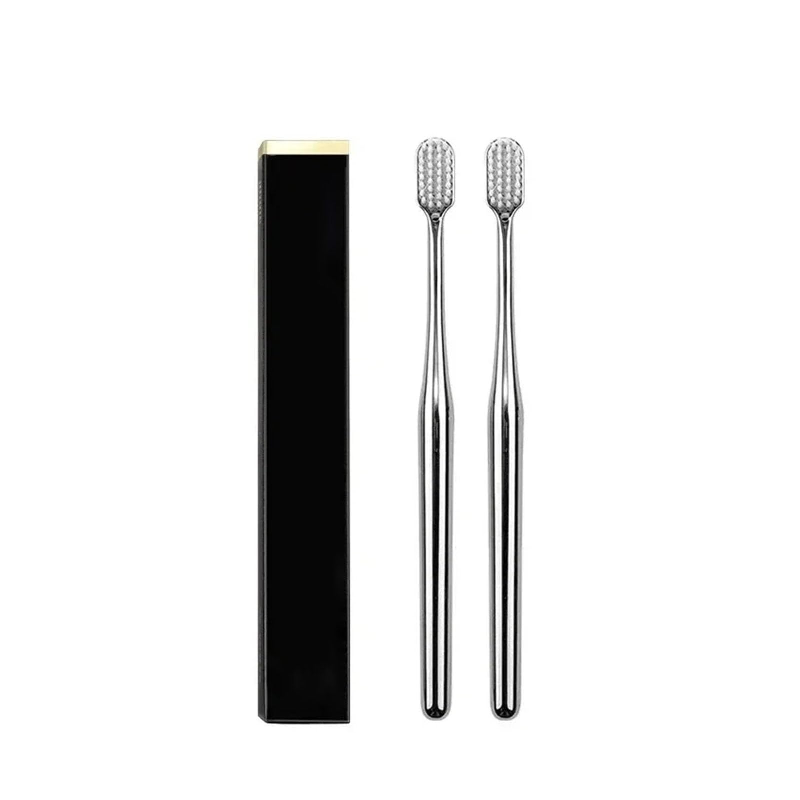 KUNYOS Manual toothbrush 1/2/3/4pcs Gold Toothbrush Luxury Soft Teeth Brush Men Women Adult Toothbrushes Electroplated Brushes Brush(2pcs Silver WH)