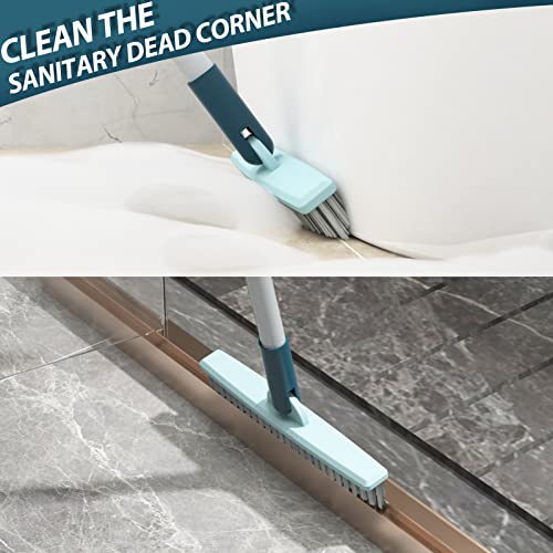 Bonpally Grout Scrub Brush With 57" Telescopic Handle, Shower Floor Brush Scrubber With V-Shape Stiff Bristles,Grout Cleaner Brush For Cleaning Tile,Bathroom,Kitchen,Hard To Reach Corners Areas,Blue #TOP5