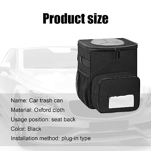 Image of 1 PC Car Trash Can, Leak-Proof Storage Bag, Hanging Multipurpose Car Trash Bag, Collapsible Car Tissue Holder, Universal Waterproof Pockets Accessories (Black)