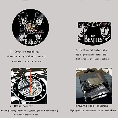 Horloge Murale Disque Vinyle Horloge Murale Creative l’horloge Murale silencieuse décoration modèle de série Beatles… - Les Beatles, Paul McCartney, John Lennon, RIngo Starr, George Harrison Horloge Murale Disque Vinyle Horloge Murale Creative l'horloge Murale silencieuse décoration modèle de série Beatles… – Image 6