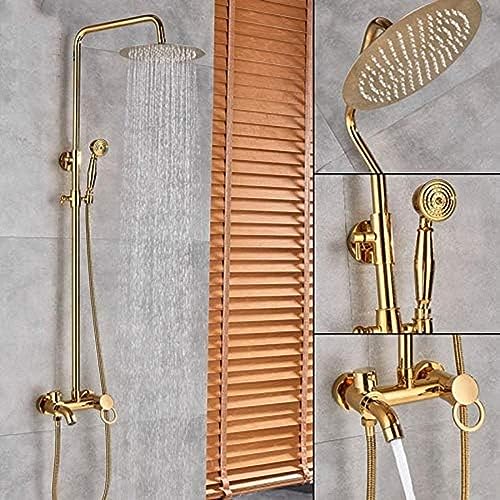 Ensemble de douche doré avec mitigeur cascade et douchette 3 voies - 2