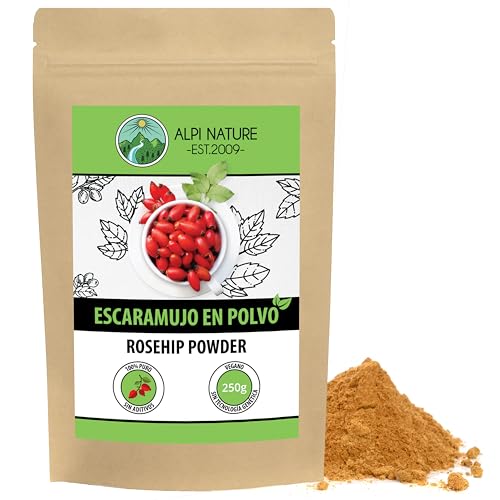 Rosa Mosqueta en polvo 250g de Alpi Nature, polvo de rosa mosqueta, rosa mosqueta seca y molida, harina de rosa mosqueta, escaramujo en polvo, ideal para batidos, jugos y té de rosa mosqueta