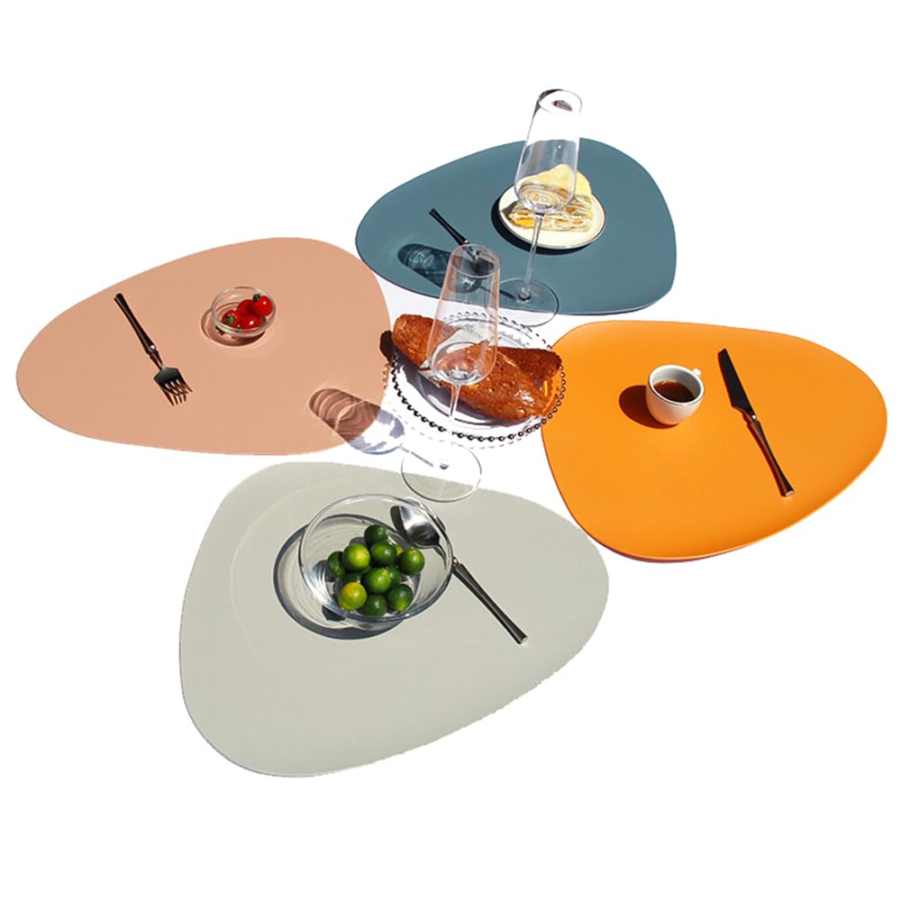 Platzsets 4er Set Aus PU-Leder - Oval, Beige, Hitzebeständig & Rutschfest - Perfekt Für Esstisch & Küche