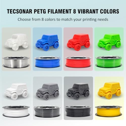 Image of 1.75mm PETG Filament 8 Colors 250g 8 Pack, Low Warping High Toughness 3D Printer Filament for Most FDM 3D Printers