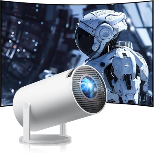 Proiettore 4k Mini Proiettore Portatile, Videoproiettore con WiFi e Bluetooth 5.0, Auto Keystone & Zoom, Altoparlante Stereo, Home Theater Rotazione Di 180° Projector [App integrata], BiancoA