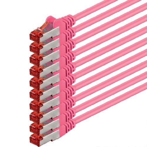 1aTTack.de 10x 3 meters - Cat 6 network cable patch cable Cat6 RJ45 SFTP - magenta, 3,0 Meter