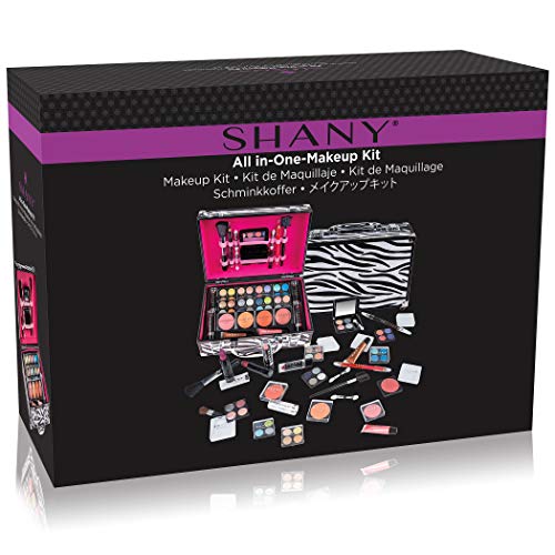 SHANY Carry All Makeup Train Case with Pro Makeup and Reusable Aluminum Case, Zebra
