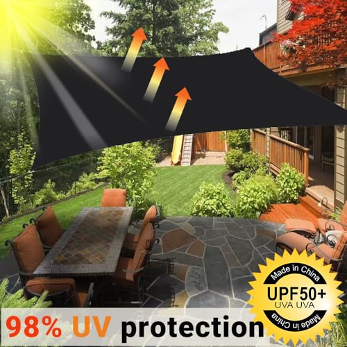 Voile d'ombrage rectangulaire 5x6m noir imperméable avec blocage UV 98% - 6